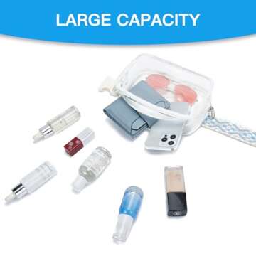 Telena Clear Fanny Pack Clear Bag for Stadium Events Crossbody Bag Purse Approved for Concerts with Adjustable Blue Strap White