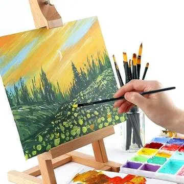 Transon 14pcs Artist Paint Brushes for Acrylic, Watercolor, Gouache, Oil and Hobby Painting Black Color