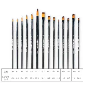 Transon 14pcs Artist Paint Brushes for Acrylic, Watercolor, Gouache, Oil and Hobby Painting Black Color