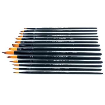 Transon 14pcs Artist Paint Brushes for Acrylic, Watercolor, Gouache, Oil and Hobby Painting Black Color