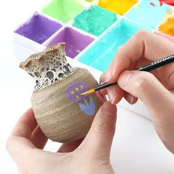 Transon 14pcs Artist Paint Brushes for Acrylic, Watercolor, Gouache, Oil and Hobby Painting Black Color