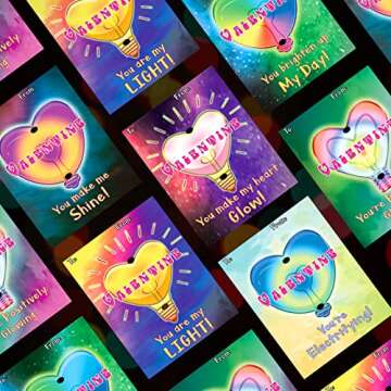 36 Pcs Neon Valentine's Day Cards with Glow Sticks for Kids School Classroom Gift Exchange,Valentine's Gift Cards for Party Favor Supplies,Valentine's gift for kids, Valentine's Class Events and Prize