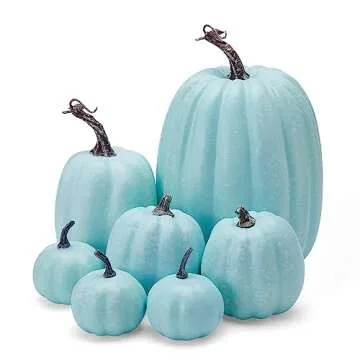 Lucakuins 7Pcs Artificial Pumpkins Fall Decoration Assorted Faux Pumpkin Cute Foam Pumpkins for Home...