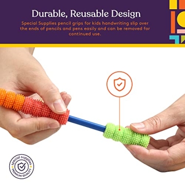 Special Supplies Spiky Pencil Grips for Kids and Adults Colorful Holders for Handwriting, Drawing, Coloring - Ergonomic Right or Left-Handed Use - Reusable (50-Pack)