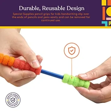 Special Supplies Spiky Pencil Grips for Kids and Adults Colorful Holders for Handwriting, Drawing, Coloring - Ergonomic Right or Left-Handed Use - Reusable (50-Pack)