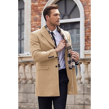 COOFANDY Men's Woolen Peacoat - Warm Winter Style