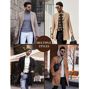 COOFANDY Men's Woolen Peacoat - Warm Winter Style