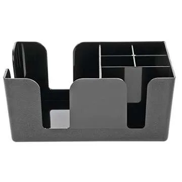 HUBERT Bar Caddy 6-Compartment Black Plastic