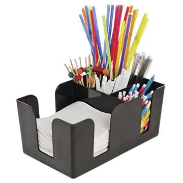 HUBERT Bar Caddy 6-Compartment Black Plastic