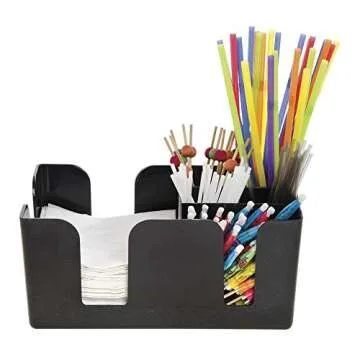 HUBERT Bar Caddy 6-Compartment Black Plastic