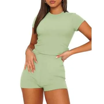 SAMPEEL Shorts Sets Women 2 Piece Outfits Summer Casual Cruise Set Teen Girl M