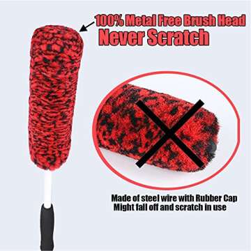 brushdepot Metal Free Car Wheel Tire Rim Brush for Wheel Cleaning, dust Remove, car seat,enginee Cleaning,17Inch Total Long