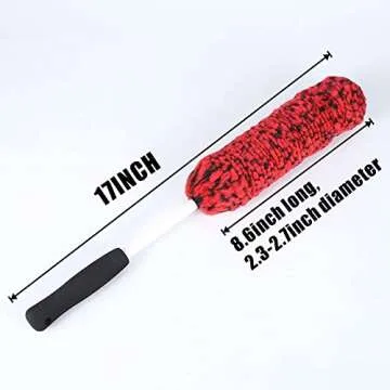 brushdepot Metal Free Car Wheel Tire Rim Brush for Wheel Cleaning, dust Remove, car seat,enginee Cleaning,17Inch Total Long