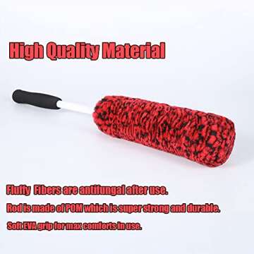 brushdepot Metal Free Car Wheel Tire Rim Brush for Wheel Cleaning, dust Remove, car seat,enginee Cleaning,17Inch Total Long