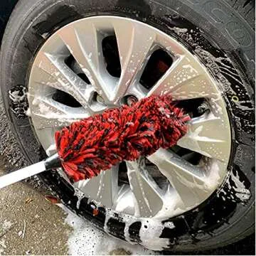 brushdepot Metal Free Car Wheel Tire Rim Brush for Wheel Cleaning, dust Remove, car seat,enginee Cleaning,17Inch Total Long