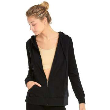 Sofra Women's Cotton Zip-Up Hoodie - Lightweight & Stylish