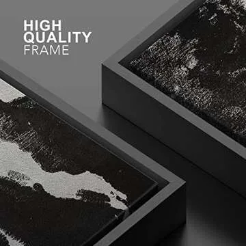 SIGNWIN Framed Canvas Wall Art Ink Blotch Abstract Brushstroke Illustrations Modern Art Minimalist Closeup Expressive Duotone Black and White for Living Room - 24"x36" Black