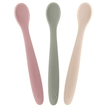 WeeSprout Silicone Baby Spoons - Stage 1 Feeding Utensils with Travel Case Set of 3