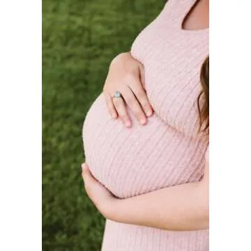 LAHILO V Neck Short Sleeve Knit Maternity Dress