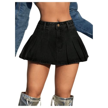 Milumia Women’s Trendy Y2K Pleated Denim Mini Skirt
