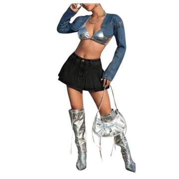 Milumia Women’s Trendy Y2K Pleated Denim Mini Skirt