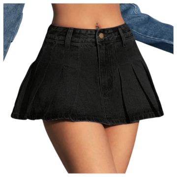 Milumia Women’s Trendy Y2K Pleated Denim Mini Skirt
