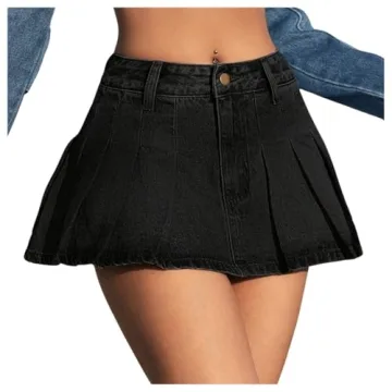 Milumia Women’s Trendy Y2K Pleated Denim Mini Skirt