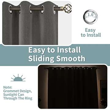 BGment Blackout Curtains for Bedroom Living Room 2 Panels Set, Linen Textured Thermal Insulation Soundproof Window Curtain Drapes with Grommet