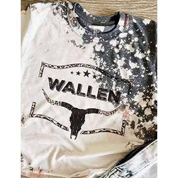 Retro Steer Skull Western T-Shirt Women Vintage Country Music Shirt Cute Cowgirl Graphic Cowboy Tees Tops (Gray, XL)