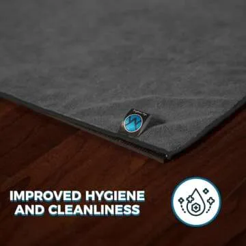 Youphoria Yoga Microfiber Non-Slip Towel - Hot Yoga Mat Towel for Enhanced Grip and Sweat Absorption - Black with Black Stitching