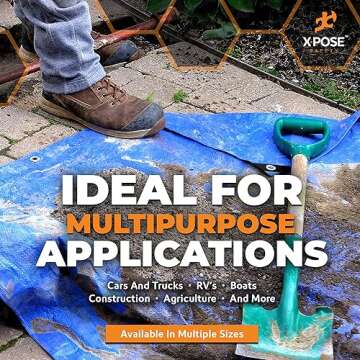 Better Blue Poly Tarp - 5' X 7' - Multipurpose Protective Cover, Leightweight, Durable, Waterproof, Weather Proof - 5 Mil Thick Polyethylene - by Xpose Safety