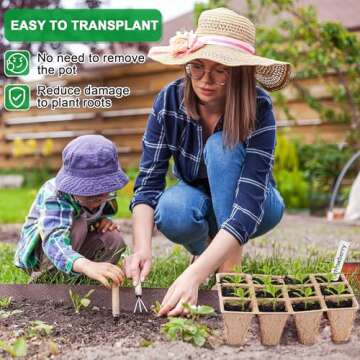 QDBNW 240 Cells Seed Starter Tray Kit, Biodegradable Peat Pots for Seedlings Trays, Plant Starter Seed Germination Kit with 40 Labels and 2 Transplant Tools (20, 240 Cells)