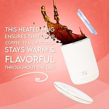 OZTANCE Temperature Control Smart Coffee Mug with Lid - Self Stirring Coffee Mug, Heated Coffee Mug ...