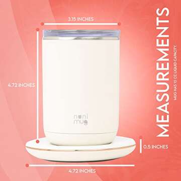 OZTANCE Temperature Control Smart Coffee Mug with Lid - Self Stirring Coffee Mug, Heated Coffee Mug Warmer Set for Desk Home Office 10oz, White