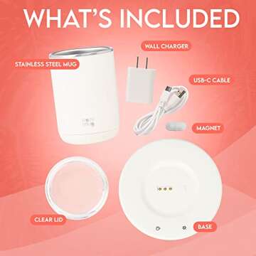 OZTANCE Temperature Control Smart Coffee Mug with Lid - Self Stirring Coffee Mug, Heated Coffee Mug Warmer Set for Desk Home Office 10oz, White