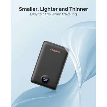 WeeFancy Mini Portable Charger with Built-in Cables 10000mAh 22.5W Fast Charging Power Bank USB-C Sm...