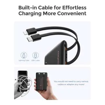WeeFancy Mini Portable Charger with Built-in Cables 10000mAh 22.5W Fast Charging Power Bank USB-C Small Battery Pack Travel Essential Slim Battery Bank for iPhone, Samsung, Android, and More