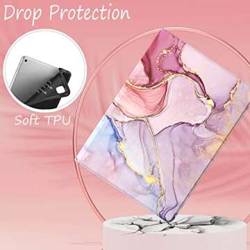 Feams Case for iPad 9th/8th/7th Generation Case, PU Leather iPad 10.2 Case 2021 2020 2019 Flip Stand Cover with Auto Wake/Sleep for iPad 9th/8th/7th Gen 10.2 Inch 2021 2020 2019 Tablet, Pink Marble