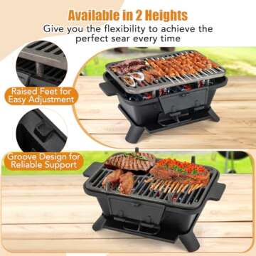 Giantex Charcoal Grill Hibachi Grill, Portable Cast Iron Grill with Double-sided Grill Grate, Air Re...