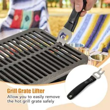 Giantex Charcoal Grill Hibachi Grill, Portable Cast Iron Grill with Double-sided Grill Grate, Air Regulating Door, Fire Gate, Grill Grate Lifter, BBQ Grill for Outdoor Picnic Camping Backyard Cooking