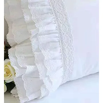 Elegant Ruffled Egyptian Cotton Pillowcases for Bedrooms
