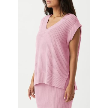 Saodimallsu Womens V Neck Sweater Vest Soft Ribbed Knit