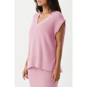 Saodimallsu Womens V Neck Sweater Vest Soft Ribbed Knit