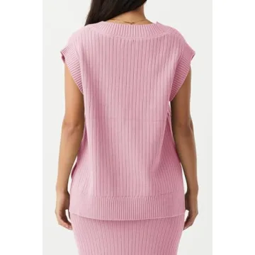 Saodimallsu Womens V Neck Sweater Vest Soft Ribbed Knit