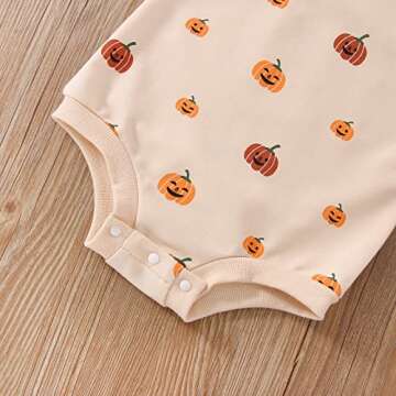 FYBITBO Halloween Baby Girl Boy Clothes Pumpkin Romper Sweatshirt Onesie Long Sleeve Bodysuit Top Fall Winter Outfit (Halloween Romper,3-6 Months)