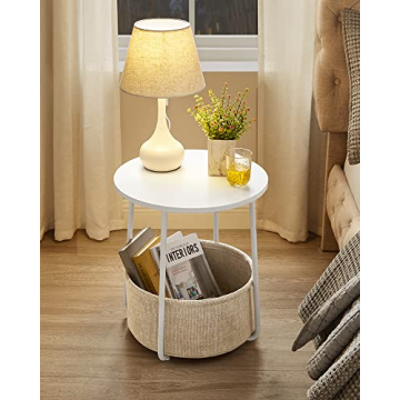 Stylish VASAGLE End Table with Basket for Modern Homes