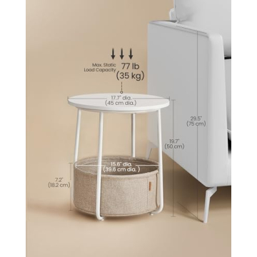 Stylish VASAGLE End Table with Basket for Modern Homes