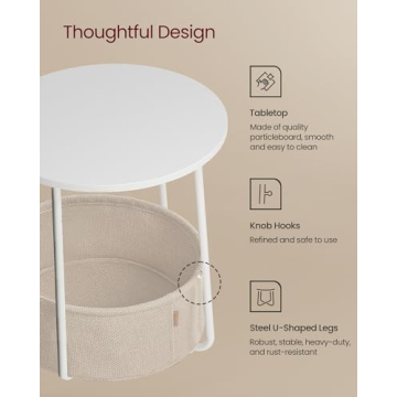 Stylish VASAGLE End Table with Basket for Modern Homes