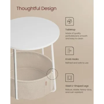 Stylish VASAGLE End Table with Basket for Modern Homes