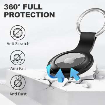 Linsaner Compatible with AirTag Case Keychain Air Tag Holder Silicone AirTags Key Ring Cases Tags Ch...